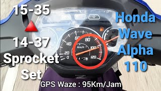 Top Speed Wave Alpha 110 Honda  Sprocket Set Spoket Pembetulan 1535 Pontian GPS [upl. by Blainey]