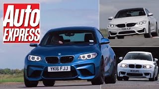 BMW M2 vs 1M Coupe vs M4 track battle twodoor M car triple test [upl. by Elleiad]