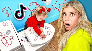 Daughter Destroys Bathroom Testing Viral Tik Tok Parenting Hacks [upl. by Derrek948]