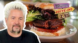 Burger Made Entirely of BACON  Diners Driveins and Dives with Guy Fieri  Food Network [upl. by Ardnad]