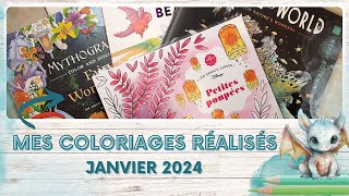 Mes coloriages réalisés  Janvier 2024 [upl. by Helbonnah]