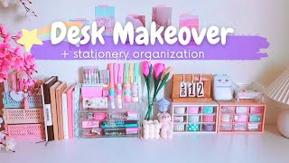 Aesthetic desk  Stationery organization makeover  Unboxing [upl. by Eiramnaej]