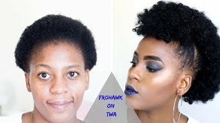 How to  Faux Frohawk Tutorial on Short Natural hair  TWA Hairstyles  Hair Blogger Miriam Maulana [upl. by Kirwin940]