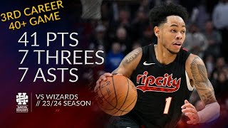 Anfernee Simons 41 pts 7 threes 7 asts vs Wizards 2324 season [upl. by Calabresi]