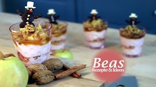 Weihnachtliches Dessert im Glas  Festlicher SahneQuark ApfelZimt Nachtisch [upl. by Steffy]