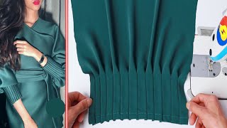 Very easy sleeve design with pin tucks to kurti cutting and stitching Sewing Tutorial and Technique [upl. by Nylinnej]