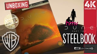 Dune Part Two 4K UltraHD Bluray hmv exclusive steelbook unboxing [upl. by Ydok]