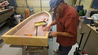 Building a foam and fabric fishing boat using a knife and duct tape light weight kayakpirogue F7 [upl. by Nalniuq265]