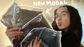 TRYING MODAL FOR THE FIRST TIME  hijab tutorial  Veiled Collection Hijab Review [upl. by Dripps48]