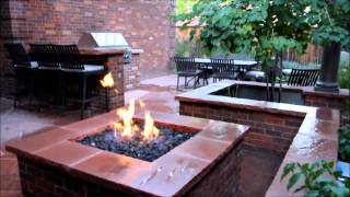 Brick Fire Pit Seat Wall and Outdoor Kitchen [upl. by Rennerb]