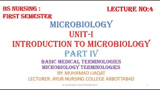 introduction to microbiology  bs nursing  basic concepts  microbiology terms  unit i part 4 [upl. by Newol84]