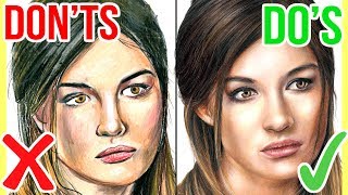 DOS amp DONTS How To Draw a Face with Coloured Pencils  Realistic Drawing Tutorial Step by Step [upl. by Savick]