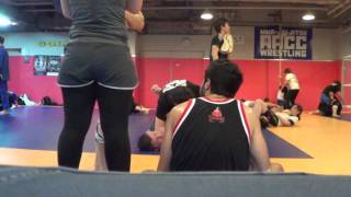 Huge Man vs French Woman Mixed Jiujitsu Wrestling [upl. by Rexana]