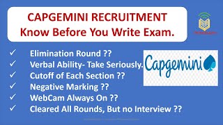 Capgemini  Elimination Round Cutoff Negative marking  Must Know Before You Write Exam [upl. by Atiuqin]