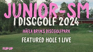 JuniorSM i Discgolf på Häfla Bruk 2024 Featured hole 1 [upl. by Nerual]