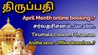 Tirupati latest updates April online Tirumala crowdjan26th Sarvadarshan updates [upl. by Pacificia]