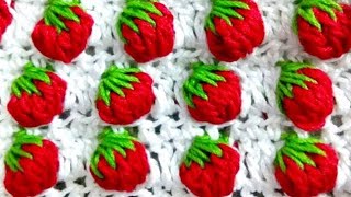 HD Strawberry 🍓🍓🍓 Stitch Crochet  Bobble Stitch Pattern [upl. by Akciret]