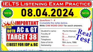 IELTS LISTENING PRACTICE TEST 2024 WITH ANSWERS  08042024 [upl. by Aloiv256]