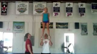 Cassadee Dunlap 9 yr old AllStar Cheerleader and her daddy stunting [upl. by Kopans]