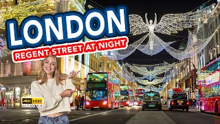 LONDON WALKING TOUR  Regent Street at night [upl. by Yenreit]