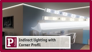 Indirect lighting Plaster mouldings and cove lighting with LED strips and Corner Profile [upl. by Anivlis]