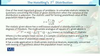 The Hotellings T2 Distribution  Multivariate Analysis  STA633Topic057 [upl. by Trisha715]