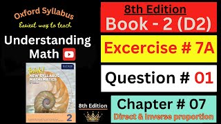 D2 Chapter  07 Ex7A Question  01  Direct amp Inverse proportion  8th Edition  Understanding Math [upl. by Angi]