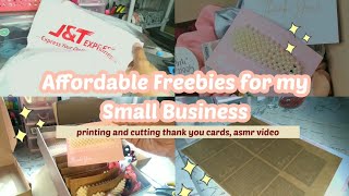 affordable freebies for my small business ♡ preparing printing amp cutting thank you cards asmr [upl. by Nyltak588]