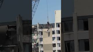 Witness the Incredible Demolition of Saginaw Plaza Hotel by Wrecking Ball demolition wreckingball [upl. by Leryt]