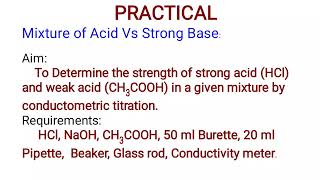 quotConductometric Titrationquot  Practical chemistryMixture of Acid Vs Strong Base [upl. by Faber]