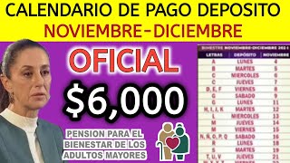 CALENDARIO OFICIAL DE PAGO BIMESTRE NOVIEMBREDICIEMBRE 2024 PENSIÓN 65 Y MÁS SUPER URGENTE [upl. by Eniar]