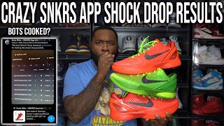 LUCKIEST NIKE SNKRS APP SHOCK DROP W BOTS ATE HOW MANY PAIRS KOBE 6 REVERSE GRINCH [upl. by Cita]