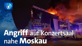 Moskau Angriff in Konzertsaal – laut russischem Inlandsgeheimdienst mindestens 40 Tote [upl. by Nerrawed]