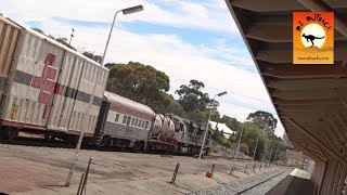 Freight train at Kalgoorlie Railway Station in the Western Australian outback Locomotive railroad [upl. by Ajam]