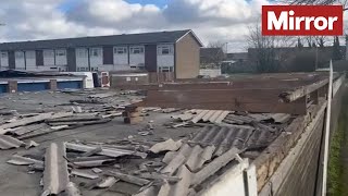 Dramatic footage shows damage across UK from Storm Eunice [upl. by Ybeloc]