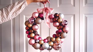 Make a Christmas wreath with baubles Xmas decoration idea [upl. by Iney]