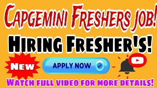 Capgemini Off Campus Recruitment 2024 Hiring for Freshers Apply Now [upl. by Ydniw]