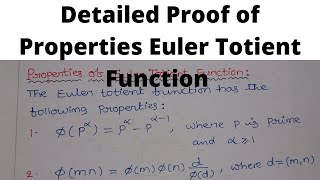 Properties of Euler Totient Function with Detailed Proof [upl. by Atsyrt989]