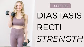 Diastasis Recti Strength Workout  full body with dumbbells  safe for diastasis recti Csection [upl. by Oidivo229]