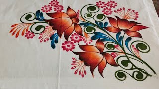 new flower painting designTakiya painting ki new designPillow cover painting New Design [upl. by Magee]