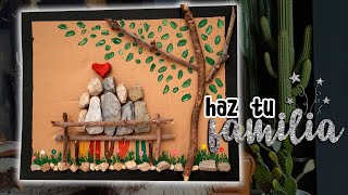 👨‍👩‍👧‍👦 Manualidades con MATERIAL RECICLADO  cuadro FAMILIAR con PIEDRAS Manualidades con PIEDRAS [upl. by Duer]