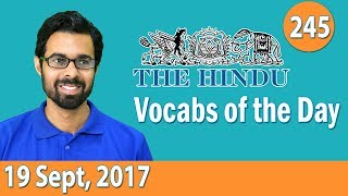 ✅ Daily The Hindu Vocabulary 19 Sept 2017  Learn 10 New Words with Tricks  Day245 [upl. by Airotkciv]