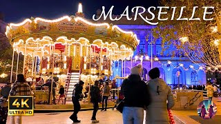 4k Marseille 🇫🇷 🚶‍♀️ Walking Tour féerique au Marché de Noël 2023 🎄 [upl. by Odelia]