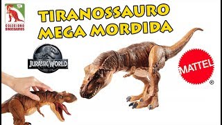 Tiranossauro rex Mega Mordida Jurassic World Mattel review e comparação [upl. by Thayne951]