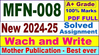 MFN 008 solved assignment 202425 in English  mfn 008 solved assignment 2025  mfn8 202425 [upl. by Jewelle]