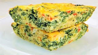 Eggs with Spinach  Easy and Healthy Spinach Egg Casserole  Easy Breakfast [upl. by Cinamod]