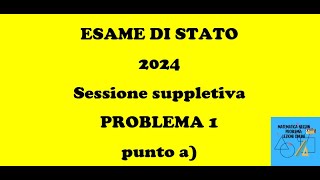 ESAME DI STATO 2024 SECONDA PROVA MATEMATICA sessione suppletiva PROBLEMA 1 punto a [upl. by Annhoj]