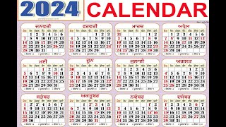 Calendar 2024 Nanakshahi CALANDER PUNJABI nanakshahicaleander2024 2024 ka calendar [upl. by Knick]