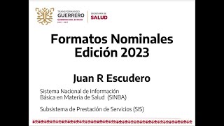 Formatos SINBA  SIS 2023  Reunión Virtual con el Municipio Juan R Escudero Fecha 19 Junio 2023 [upl. by Ardnossac704]