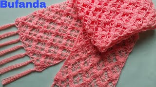 Cómo Tejer Bufanda Chalina a Crochet Paso a PasoScarf Crochet TutorialCachecol de CrochêGancho [upl. by Iaras]